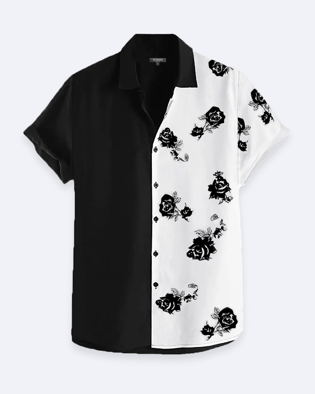 Short Sleeve Shirt Roses Black